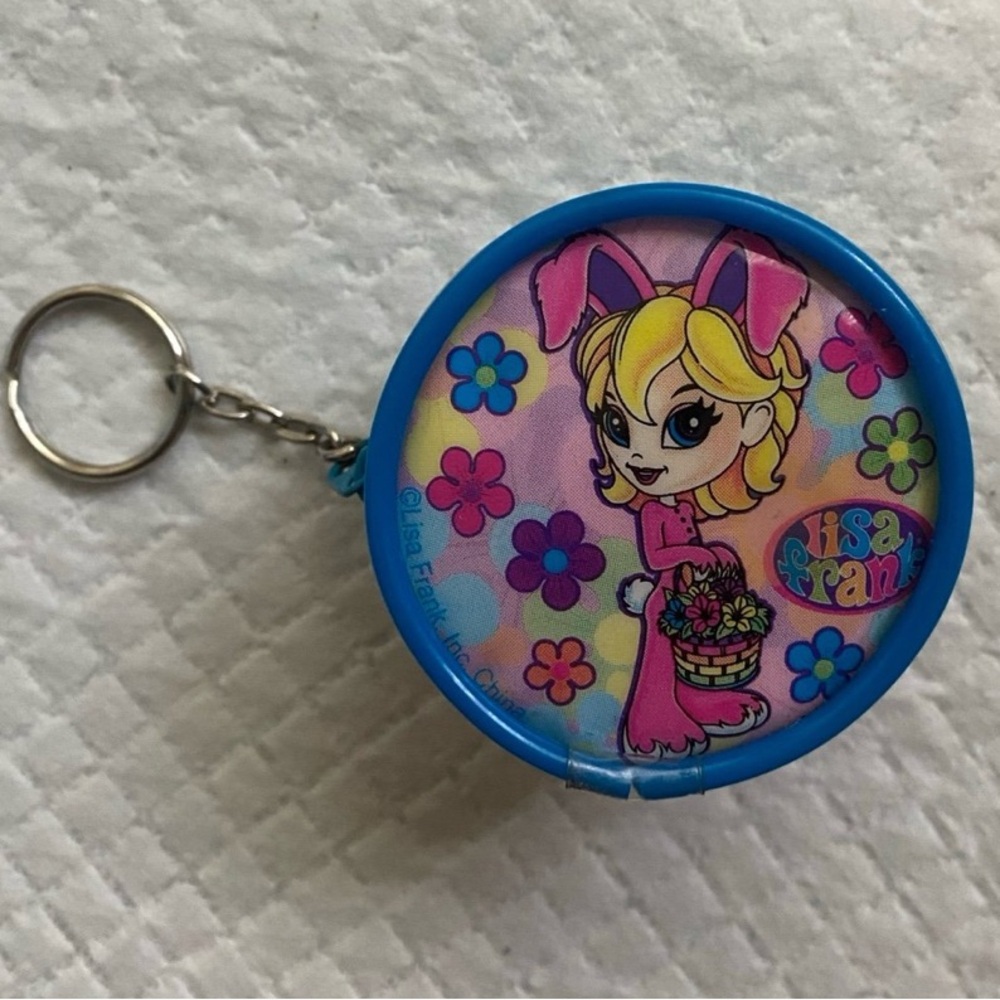 Rare Vintage 90s Lisa Frank Coin Pouch Keychain Purse Easter Bunny Girl